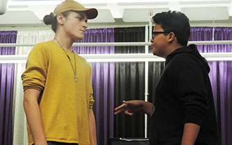 Sophomore David Brooks and junior Sam Greer finish their runthrough of “The Diviners” as they put their last few touches a week before the show debuts on Oct. 16-18 at 7 p.m. Tickets are sold at lunch and on their website PNH.Booktix.com. There is also an extra credit opportunity offered by some English classes to see the play. Prices will vary.