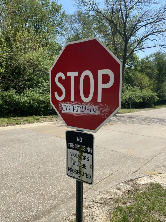 This stop sign in Creve Couer reminds people to help stop the spread of Covid-19. Covid-19 has stopped many activities and has put a stop to some seniors future plans.