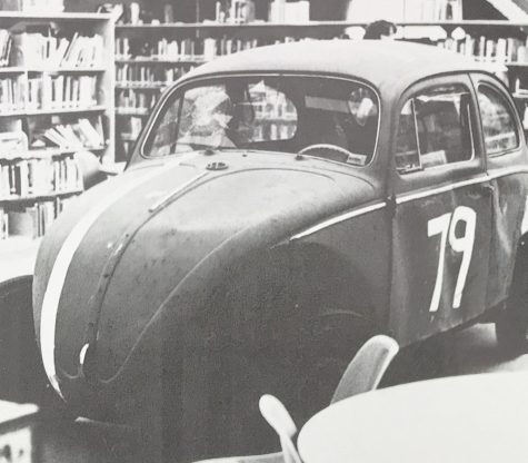 In 1980, the seniors put a Volkswagen Bug in the library as a senior prank.