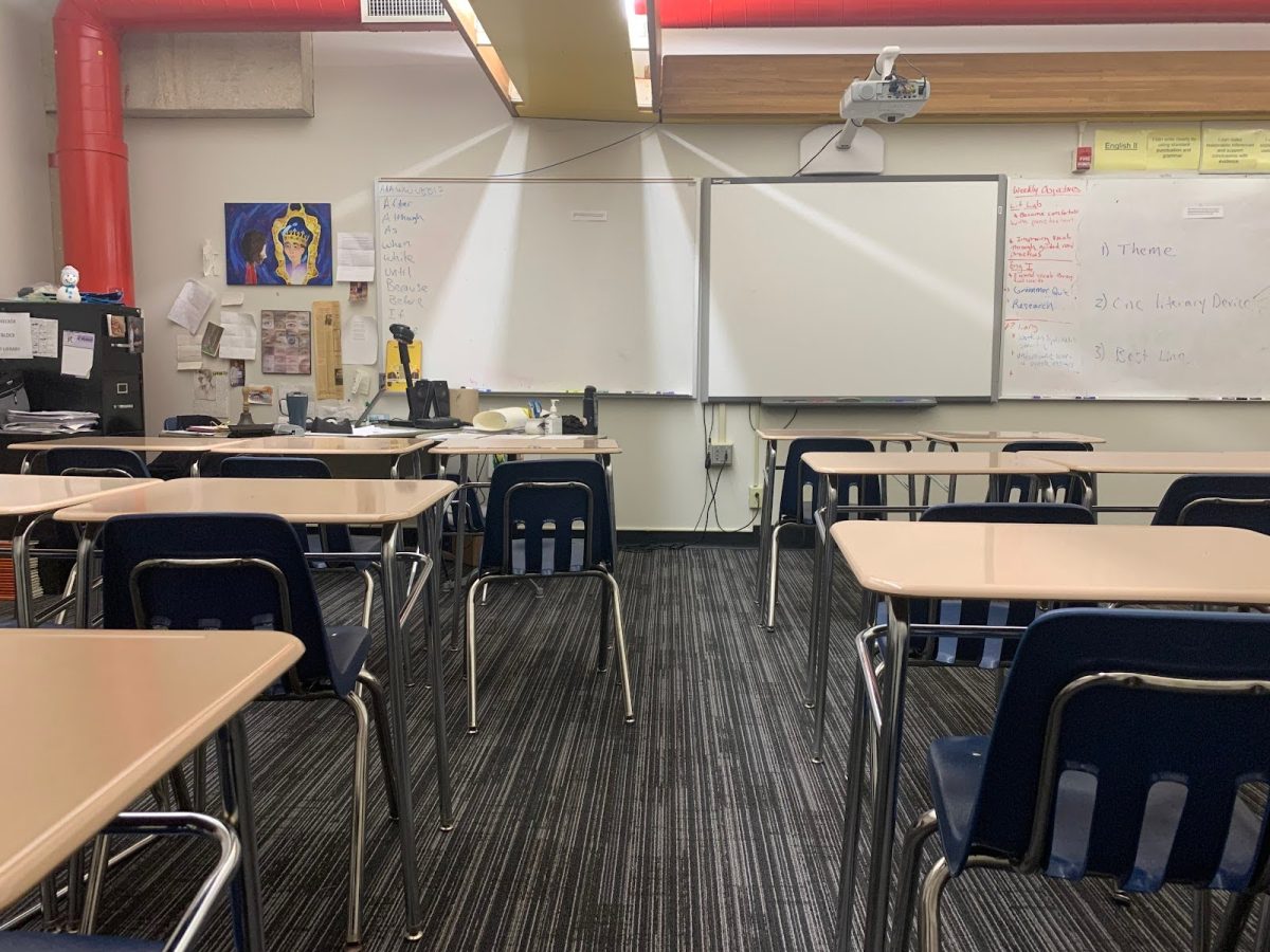 This empty classroom where some English 4 classes currently take place will no longer house an English 4 class since English 4 will not be offered next year. Students will, instead, have an opportunity to take English electives to fulfill their fourth credit of English. 