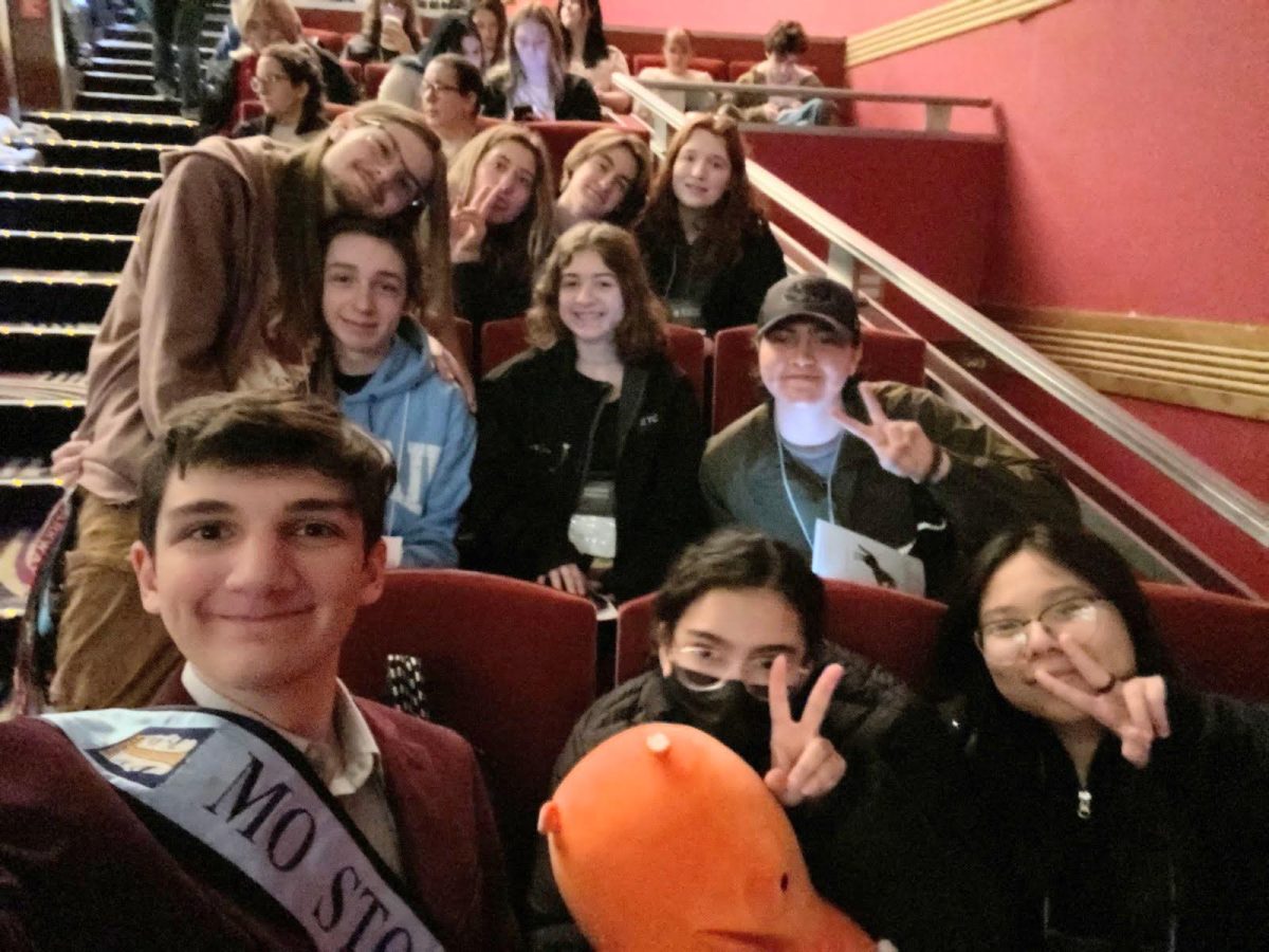 Students form the North theater department take a photo in the Folly Theater in Kansas City. They took time out of their busy schedule while attending the Missourian Thespian Conference to see a show.
