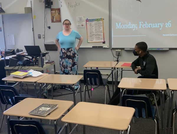 Jacquelyn Naylor prepares to teach an English class. Naylor became a long term substitute for Parkway North after a teacher left the field. 
