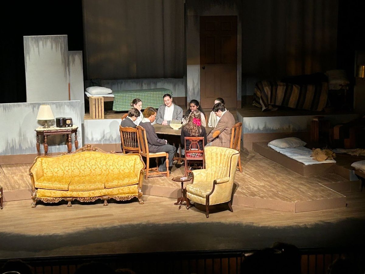 The cast of Diary of Anne Frank performs the Hanukkah scene in act 1. Judaism is central to the themes of the story, which is very prevalent in this scene.